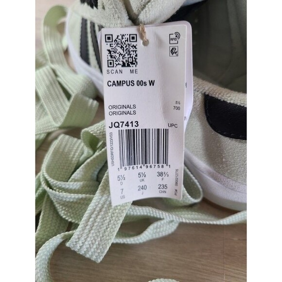 Adidas Campus 00s Linen Green US 7 – Black Leather Stripes, Gum Sole, JQ7413 - Picture 4 of 8